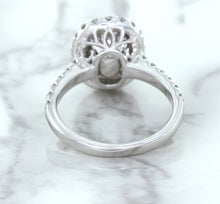 Load image into Gallery viewer, 3.68ct. Oval GIA Certified Blue Sapphire Ring with Diamond Halo in 18K White Gold