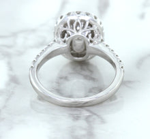 Load image into Gallery viewer, 3.68ct. Oval GIA Certified Blue Sapphire Ring with Diamond Halo in 18K White Gold