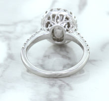 Load image into Gallery viewer, 3.68ct. Oval GIA Certified Blue Sapphire Ring with Diamond Halo in 18K White Gold