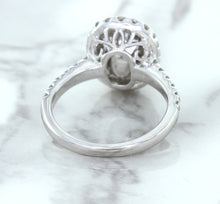 Load image into Gallery viewer, 3.68ct. Oval GIA Certified Blue Sapphire Ring with Diamond Halo in 18K White Gold