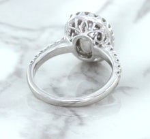 Load image into Gallery viewer, 3.68ct. Oval GIA Certified Blue Sapphire Ring with Diamond Halo in 18K White Gold