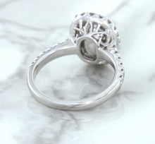 Load image into Gallery viewer, 3.68ct. Oval GIA Certified Blue Sapphire Ring with Diamond Halo in 18K White Gold