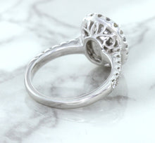 Load image into Gallery viewer, 3.68ct. Oval GIA Certified Blue Sapphire Ring with Diamond Halo in 18K White Gold