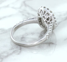 Load image into Gallery viewer, 3.68ct. Oval GIA Certified Blue Sapphire Ring with Diamond Halo in 18K White Gold