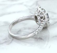 Load image into Gallery viewer, 3.68ct. Oval GIA Certified Blue Sapphire Ring with Diamond Halo in 18K White Gold