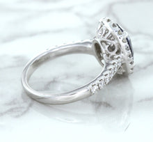 Load image into Gallery viewer, 3.68ct. Oval GIA Certified Blue Sapphire Ring with Diamond Halo in 18K White Gold