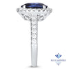 3.68ct. Oval Blue Sapphire Ring with Diamond Halo in 18K White Gold