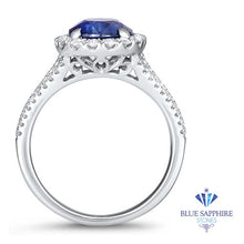 Load image into Gallery viewer, 3.59ct. Oval Blue Sapphire Ring with Diamond Halo in 18K White Gold