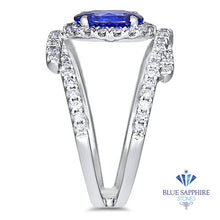 Load image into Gallery viewer, 1.33ct Oval Blue Sapphire Ring with Diamond Halo in 18K White Gold