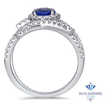 Load image into Gallery viewer, 1.33ct Oval Blue Sapphire Ring with Diamond Halo in 18K White Gold