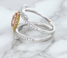 Load image into Gallery viewer, 1.62ct Oval Padparadscha Ring with Diamond Halo in 18K White and Rose Gold