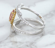 Load image into Gallery viewer, 1.62ct Oval Padparadscha Ring with Diamond Halo in 18K White and Rose Gold