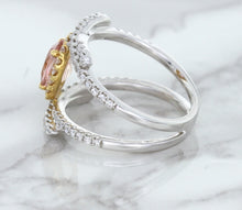 Load image into Gallery viewer, 1.62ct Oval Padparadscha Ring with Diamond Halo in 18K White and Rose Gold
