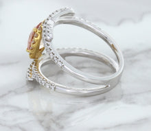 Load image into Gallery viewer, 1.62ct Oval Padparadscha Ring with Diamond Halo in 18K White and Rose Gold