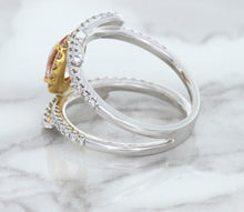 Load image into Gallery viewer, 1.62ct Oval Padparadscha Ring with Diamond Halo in 18K White and Rose Gold