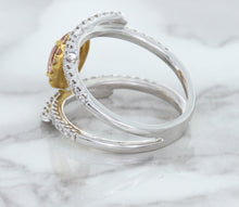 Load image into Gallery viewer, 1.62ct Oval Padparadscha Ring with Diamond Halo in 18K White and Rose Gold