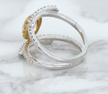 Load image into Gallery viewer, 1.62ct Oval Padparadscha Ring with Diamond Halo in 18K White and Rose Gold