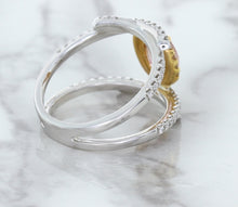 Load image into Gallery viewer, 1.62ct Oval Padparadscha Ring with Diamond Halo in 18K White and Rose Gold