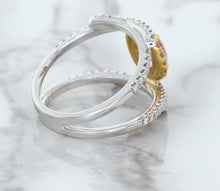 Load image into Gallery viewer, 1.62ct Oval Padparadscha Ring with Diamond Halo in 18K White and Rose Gold