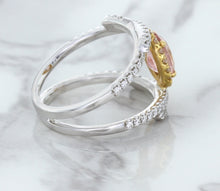 Load image into Gallery viewer, 1.62ct Oval Padparadscha Ring with Diamond Halo in 18K White and Rose Gold