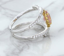 Load image into Gallery viewer, 1.62ct Oval Padparadscha Ring with Diamond Halo in 18K White and Rose Gold