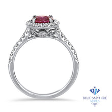 Load image into Gallery viewer, 1.03ct Round Pink Sapphire Ring with Diamond Halo in 18K White Gold