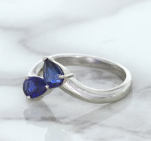Load image into Gallery viewer, 1.11ctw Pear Blue Sapphire Snakehead Ring in 14K White Gold