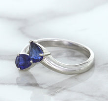 Load image into Gallery viewer, 1.11ctw Pear Blue Sapphire Snakehead Ring in 14K White Gold