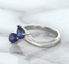 Load image into Gallery viewer, 1.11ctw Pear Blue Sapphire Snakehead Ring in 14K White Gold