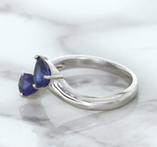 Load image into Gallery viewer, 1.11ctw Pear Blue Sapphire Snakehead Ring in 14K White Gold