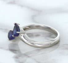 Load image into Gallery viewer, 1.11ctw Pear Blue Sapphire Snakehead Ring in 14K White Gold