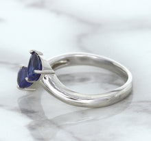 Load image into Gallery viewer, 1.11ctw Pear Blue Sapphire Snakehead Ring in 14K White Gold
