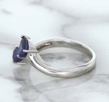 Load image into Gallery viewer, 1.11ctw Pear Blue Sapphire Snakehead Ring in 14K White Gold