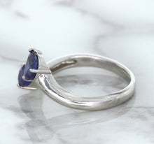 Load image into Gallery viewer, 1.11ctw Pear Blue Sapphire Snakehead Ring in 14K White Gold