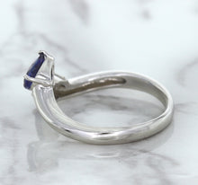 Load image into Gallery viewer, 1.11ctw Pear Blue Sapphire Snakehead Ring in 14K White Gold