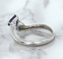 Load image into Gallery viewer, 1.11ctw Pear Blue Sapphire Snakehead Ring in 14K White Gold