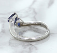 Load image into Gallery viewer, 1.11ctw Pear Blue Sapphire Snakehead Ring in 14K White Gold
