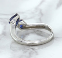 Load image into Gallery viewer, 1.11ctw Pear Blue Sapphire Snakehead Ring in 14K White Gold