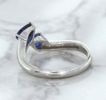 Load image into Gallery viewer, 1.11ctw Pear Blue Sapphire Snakehead Ring in 14K White Gold