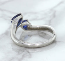 Load image into Gallery viewer, 1.11ctw Pear Blue Sapphire Snakehead Ring in 14K White Gold