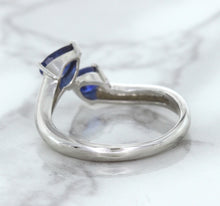 Load image into Gallery viewer, 1.11ctw Pear Blue Sapphire Snakehead Ring in 14K White Gold