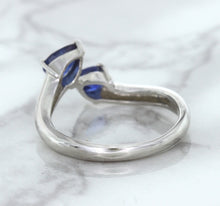 Load image into Gallery viewer, 1.11ctw Pear Blue Sapphire Snakehead Ring in 14K White Gold