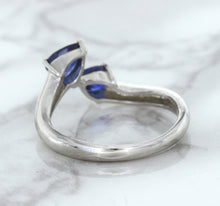 Load image into Gallery viewer, 1.11ctw Pear Blue Sapphire Snakehead Ring in 14K White Gold