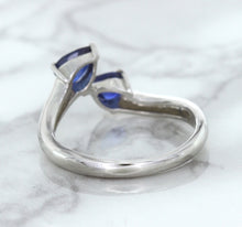 Load image into Gallery viewer, 1.11ctw Pear Blue Sapphire Snakehead Ring in 14K White Gold