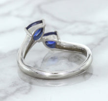Load image into Gallery viewer, 1.11ctw Pear Blue Sapphire Snakehead Ring in 14K White Gold
