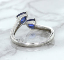 Load image into Gallery viewer, 1.11ctw Pear Blue Sapphire Snakehead Ring in 14K White Gold