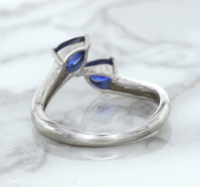 Load image into Gallery viewer, 1.11ctw Pear Blue Sapphire Snakehead Ring in 14K White Gold