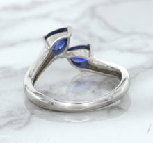 Load image into Gallery viewer, 1.11ctw Pear Blue Sapphire Snakehead Ring in 14K White Gold