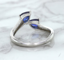 Load image into Gallery viewer, 1.11ctw Pear Blue Sapphire Snakehead Ring in 14K White Gold