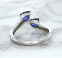 Load image into Gallery viewer, 1.11ctw Pear Blue Sapphire Snakehead Ring in 14K White Gold